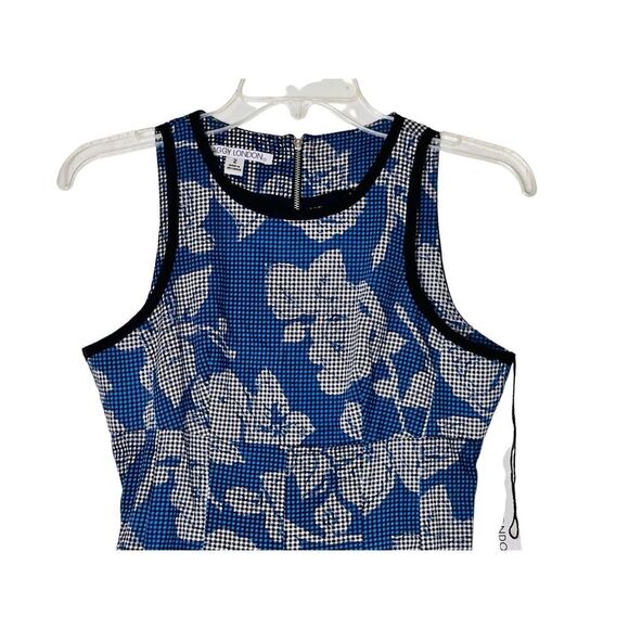 Maggy London Floral Blue Fit & Flare Dress 2 Exposed Zipper Pockets Urban NWT - Picture 3 of 8